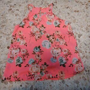 Wishful Park Women's Tank Top Small Coral Pink with Flowers